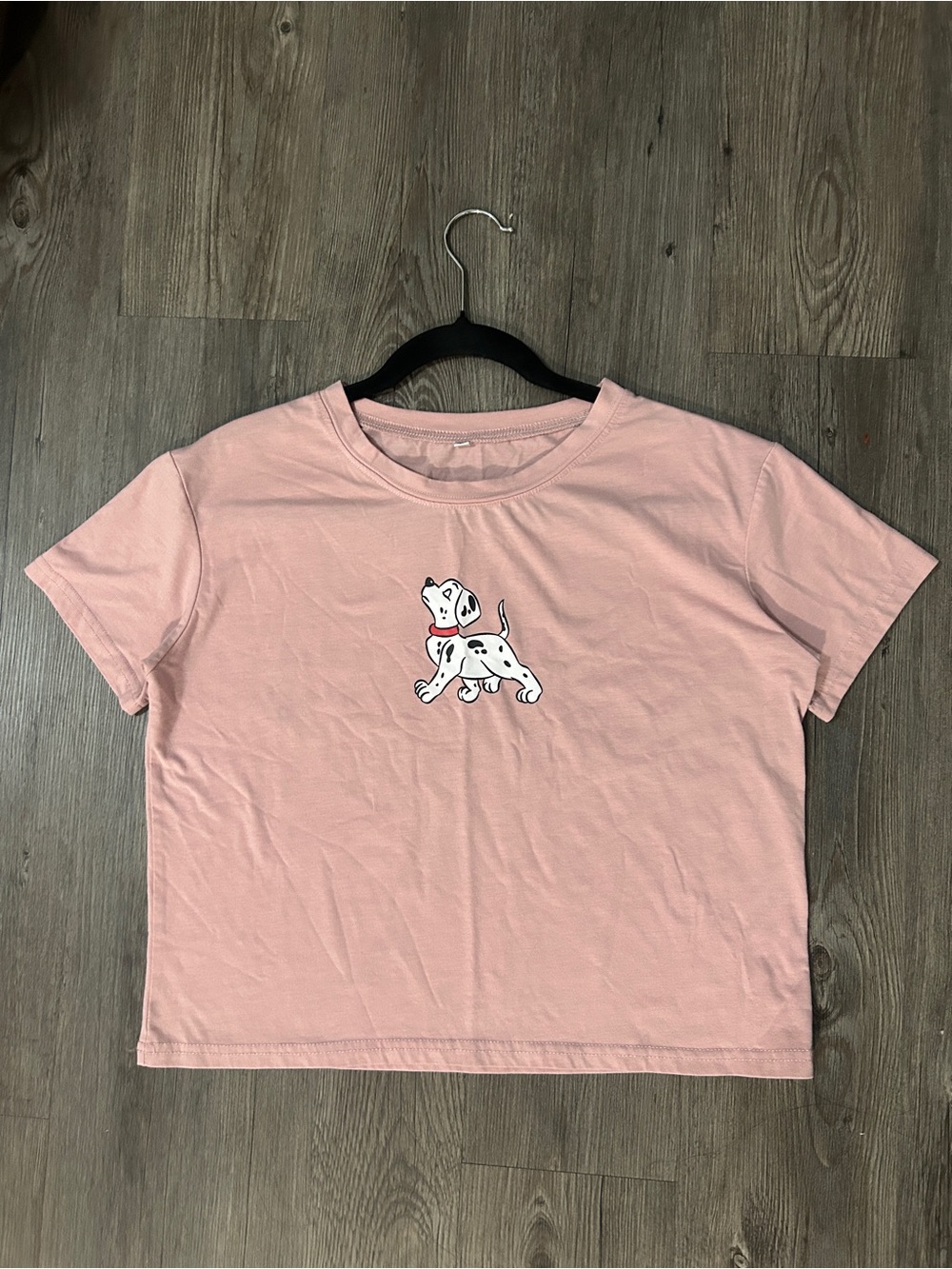 Disney 101 Dalmatians Pink Baby Tee Crop Top Y2K Dog Mom Graphic Shirt